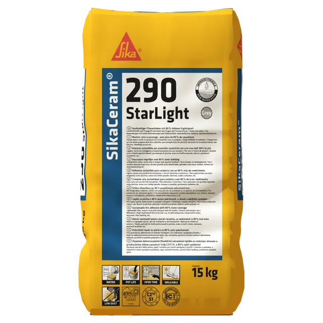 Клей для плитки та керамограніту SikaCeram-290 StarLight (15кг)