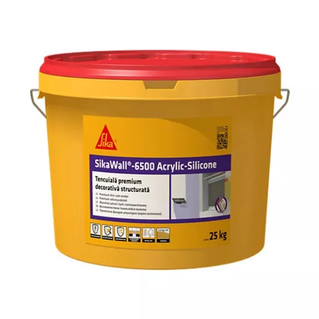 Декоративна фасадна тонкошарова штукатурка SikaWall-6500 Acrylic Silicone, прозора, 25 кг