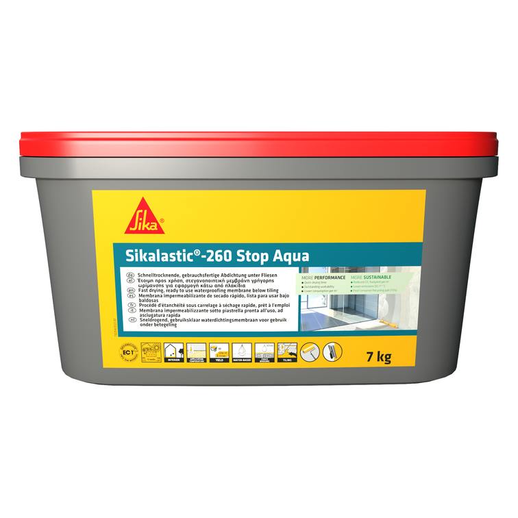 Гідроізоляція Sikalastic -260 Stop Aqua для ванних і душових кімнат, світло-сіра
